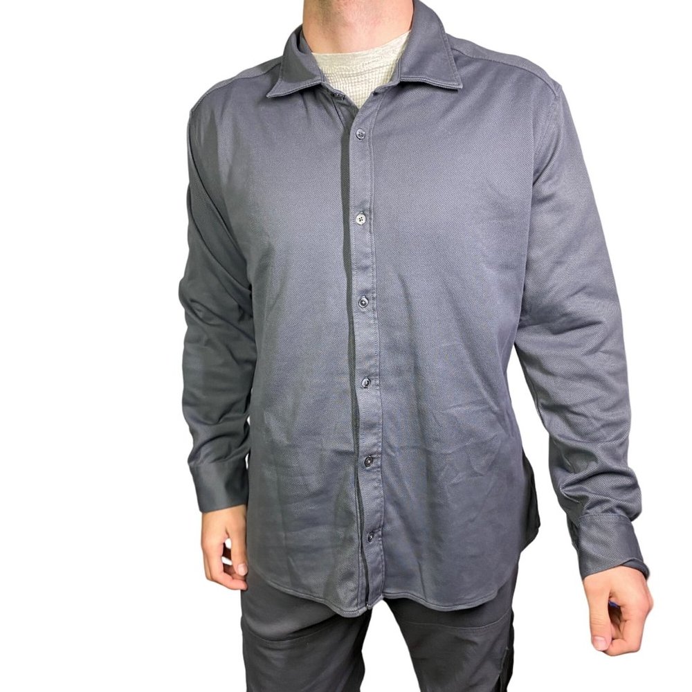 Gap Classic fit collared, button down, cotton, polyester, medium gray shirt XL
